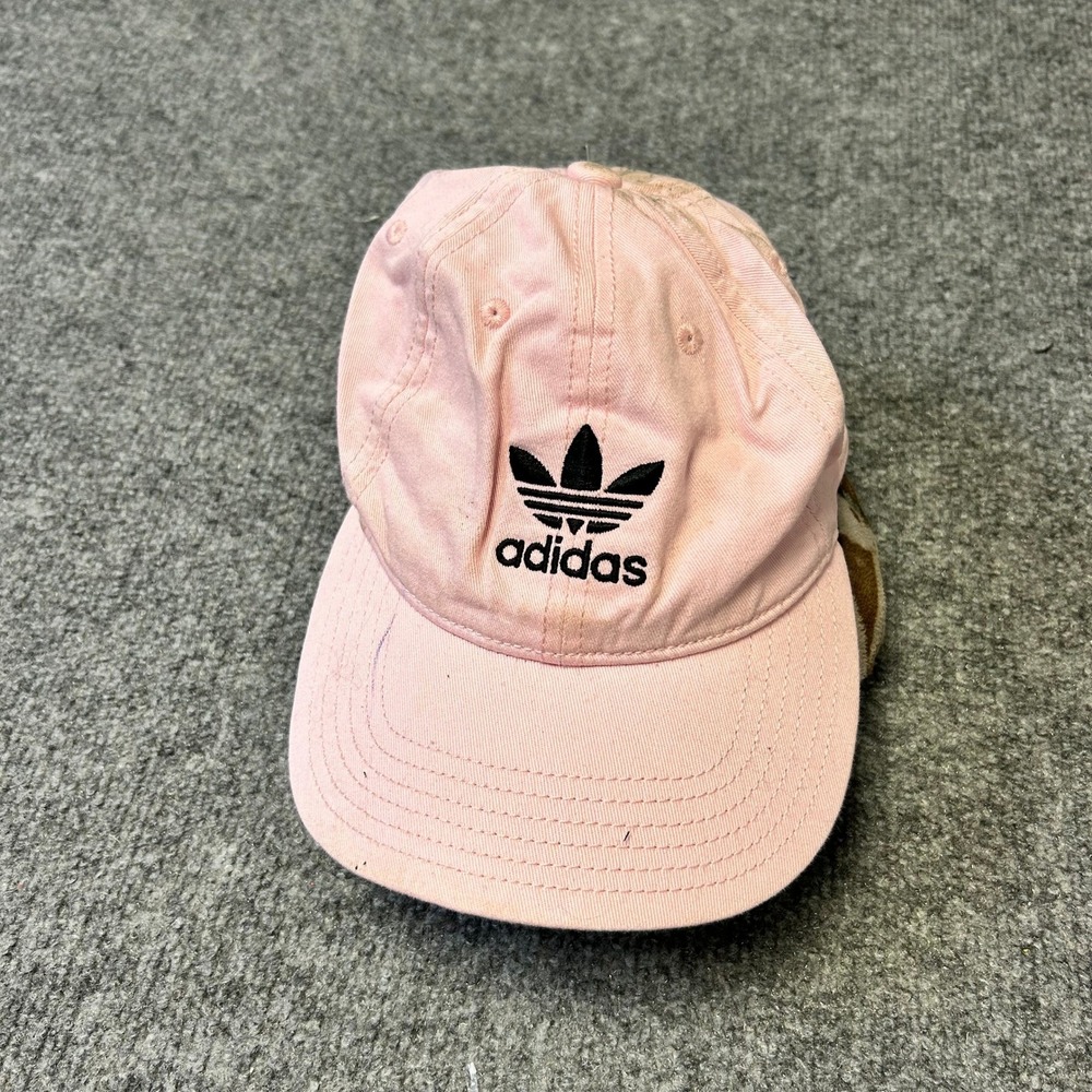Adidas Hat Womens OSFW Pink Relaxed Strapback Cotton Trefoil Logo Stained NWT